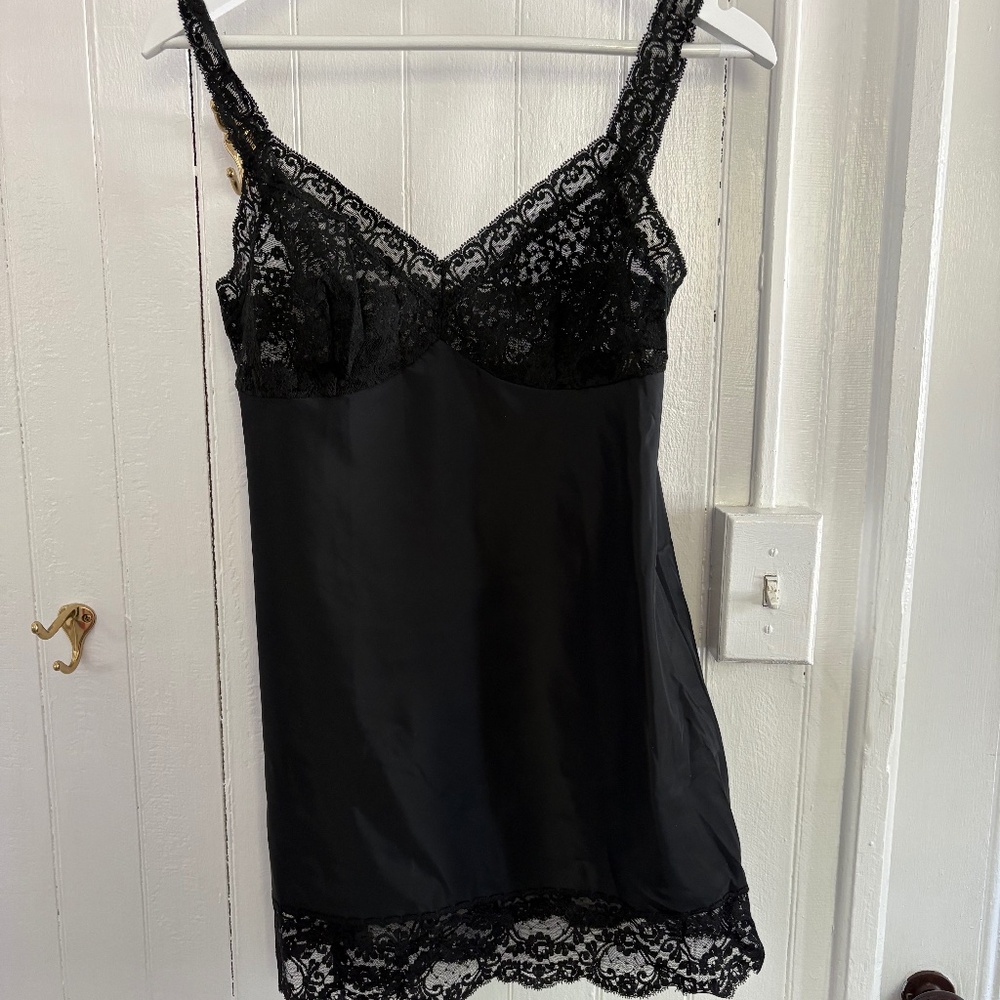 Vintage Black Lace Slip by Fischer Size 32